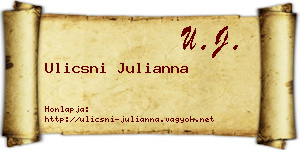 Ulicsni Julianna névjegykártya